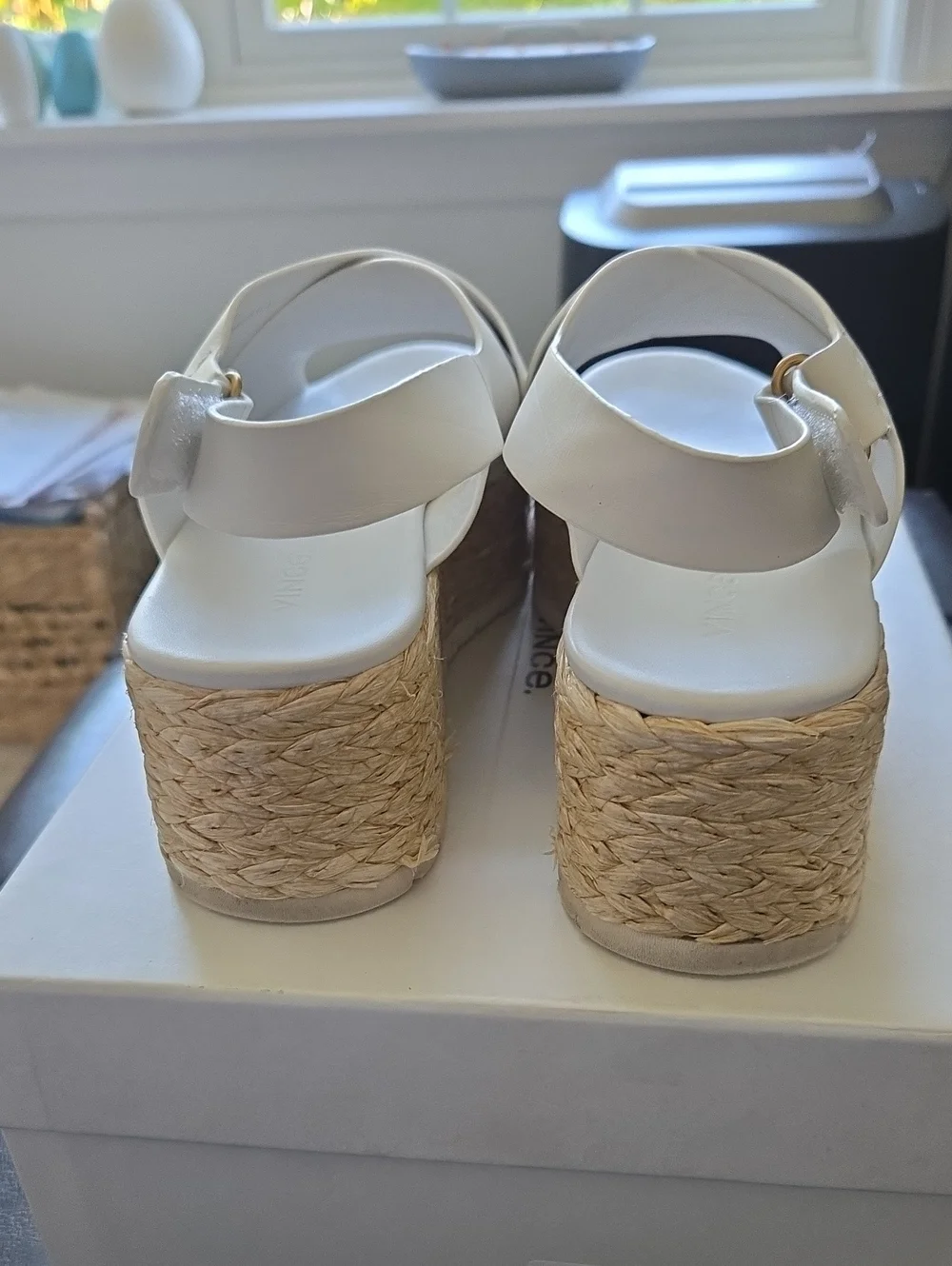 Vince Jesson Leather Espadrille Wedge Sandals